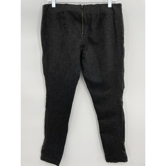 J. CREW The Gigi Pant Gray Black Vegan Faux Leather Strip Stretch Pants Size 12 - Picture 4 of 7